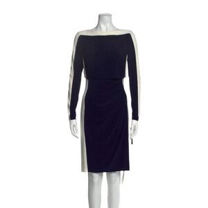 Ralph Lauren Women's Color block Navy White Bodice Overlay Long Sleeve Dress‎